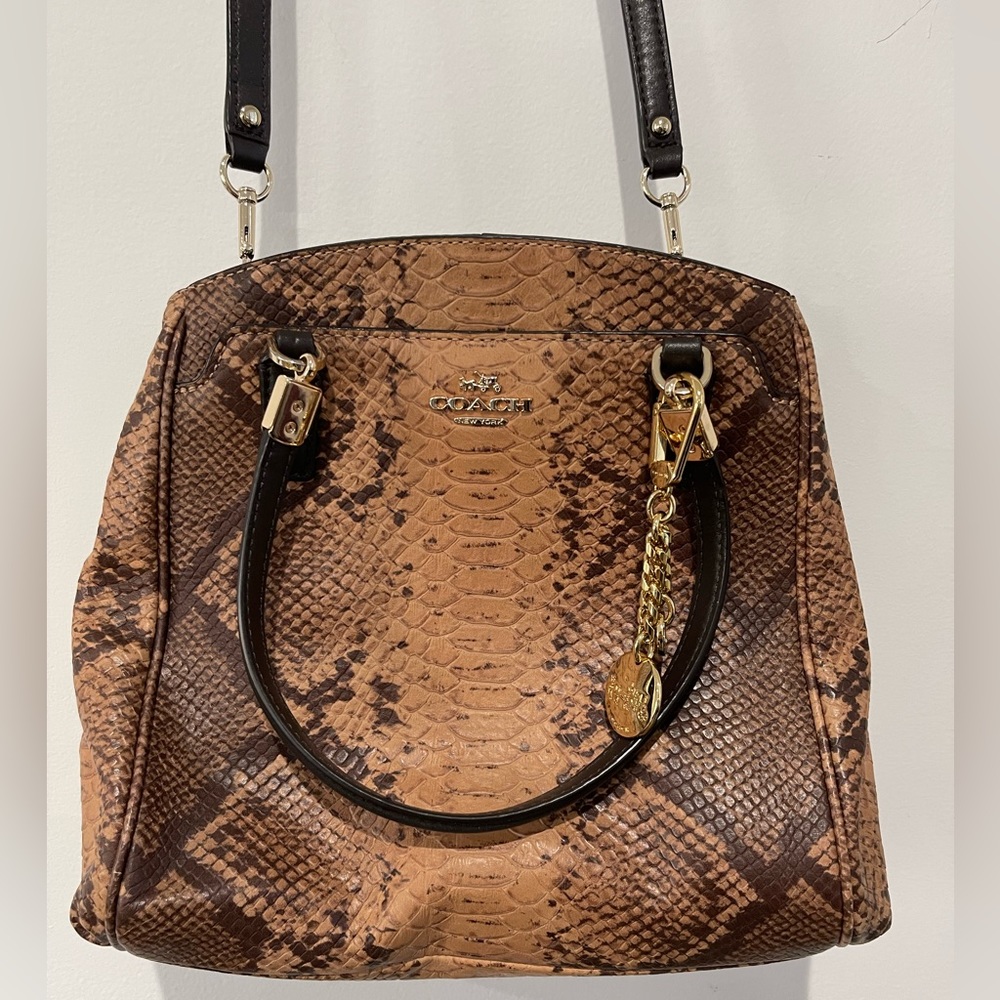 Coach Minetta Python Embossed Leather Satchel / C… - image 1